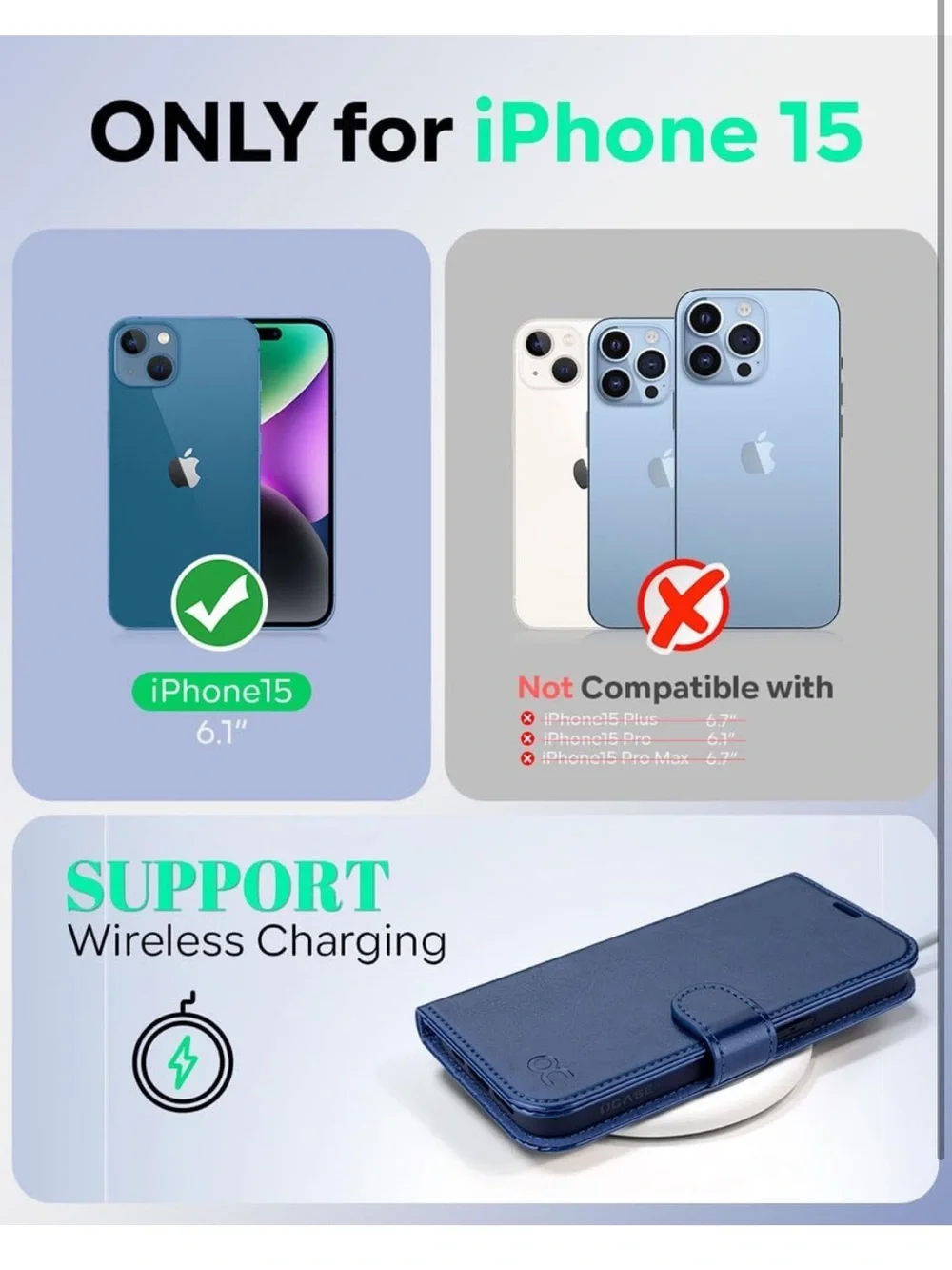 Compatible With IPhone 15 Wallet Case, PU Leather Flip Folio Case 2237/lb-1